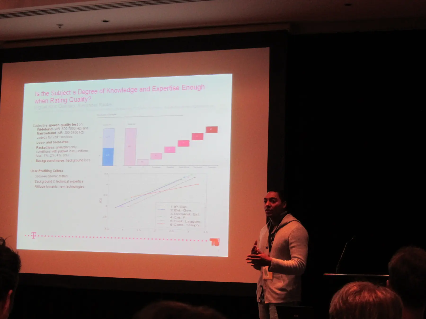 Miguel Rios presenting research on perceived quality at a conference