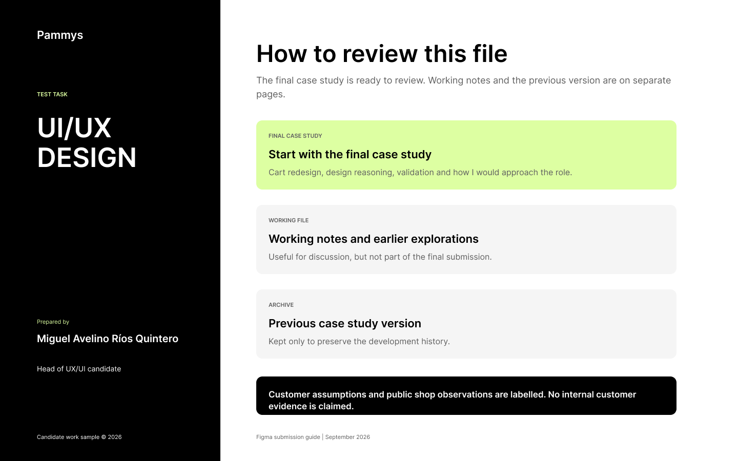 Pammys candidate experience review start page