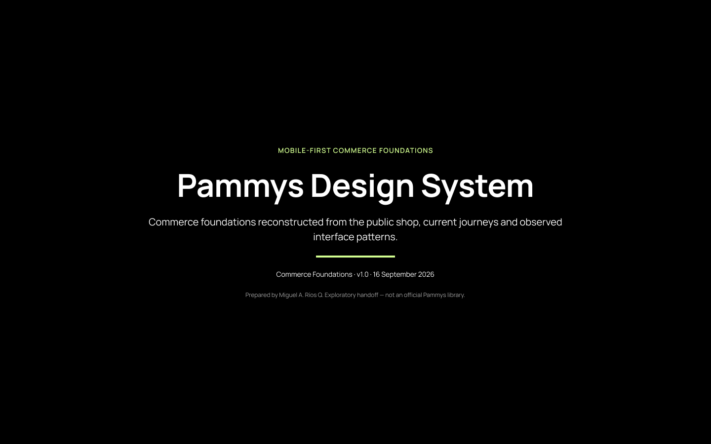 Pammys exploratory commerce design-system cover